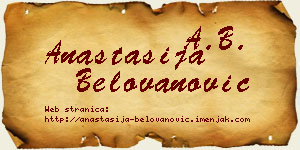 Anastasija Belovanović vizit kartica